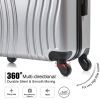 4 Piece Luggage Set PC Material Hard Shell Suitcase with Spinner Wheels Lightweight Suitcase Set Silver