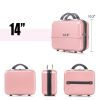 2 Piece Travel Luggage Set Hard shell Suitcase with Spinner Wheels 18' Underseat luggage and 14' Comestic Travel case Toiletry box Rose Gold