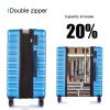 Expandable Hardshell Luggage Sets Suitcase ABS Lightweight with Spinner Wheels Blue
