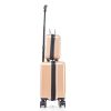 2 Piece Travel Luggage Set Hard shell Suitcase with Spinner Wheels 18' Underseat luggage and 14' Comestic Travel case Toiletry box Champagne