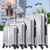 4 Piece Luggage Set PC Material Hard Shell Suitcase with Spinner Wheels Lightweight Suitcase Set Silver