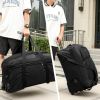 Expandable Waterproof Duffle Bag with Wheel Carry on Luggage Unisex Tote Suitcase Black