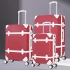3 Piece Sets Luggage Suitcase ABS Hardshell Lightweight Spinner Wheels (20/24/28 inch); Red
