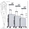 3 Piece Set Travel Luggage Hard shell Suitcase PP material Super light Anti-scratch Luggage set with Spinner Wheels(20/24/28 inch) Silver