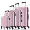 4 Piece Set Luggage Sets Suitcase ABS Hardshell Lightweight Spinner Wheels (16/20/24/28 inch) Pink