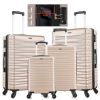 Expandable Hardshell Luggage Sets Suitcase ABS Lightweight with Spinner Wheels Champagne Gold