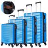Expandable Hardshell Luggage Sets Suitcase ABS Lightweight with Spinner Wheels Blue