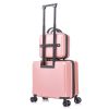 2 Piece Travel Luggage Set Hard shell Suitcase with Spinner Wheels 18' Underseat luggage and 14' Comestic Travel case Toiletry box Rose Gold