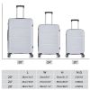 3 Piece Set Travel Luggage Hard shell Suitcase PP material Super light Anti-scratch Luggage set with Spinner Wheels(20/24/28 inch) Silver