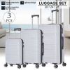 3 Piece Set Travel Luggage Hard shell Suitcase PP material Super light Anti-scratch Luggage set with Spinner Wheels(20/24/28 inch) Silver