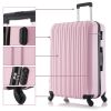 4 Piece Set Luggage Sets Suitcase ABS Hardshell Lightweight Spinner Wheels (16/20/24/28 inch) Pink