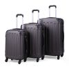 3-Piece Luggage Expandable Lightweight Travel Suitcase Set with Code Lock;  Spinner Wheels;  20/24/28 Inches;  Gray