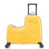 22 Inch Kid's Ride on Suitcase Children's Trolley Luggage Carry-On Luggage with Spinner Wheels \Lock\Safty Belt\Telescoping Handle Yellow