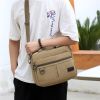 Men's crossbody bag; casual neutral solid color men's canvas one shoulder crossbody bag handbag