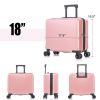 2 Piece Travel Luggage Set Hard shell Suitcase with Spinner Wheels 18' Underseat luggage and 14' Comestic Travel case Toiletry box Rose Gold
