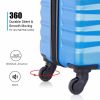 Expandable Hardshell Luggage Sets Suitcase ABS Lightweight with Spinner Wheels Blue