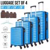 Expandable Hardshell Luggage Sets Suitcase ABS Lightweight with Spinner Wheels Blue