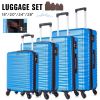 Expandable Hardshell Luggage Sets Suitcase ABS Lightweight with Spinner Wheels Blue