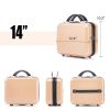 2 Piece Travel Luggage Set Hard shell Suitcase with Spinner Wheels 18' Underseat luggage and 14' Comestic Travel case Toiletry box Champagne