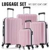 4 Piece Set Luggage Sets Suitcase ABS Hardshell Lightweight Spinner Wheels (16/20/24/28 inch) Pink