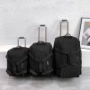 Expandable 3 PCS Luggage Set Foldable Softside Travel Suitcase with Spinner Wheels Black