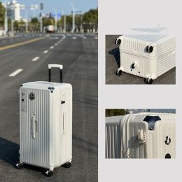 Large-capacity Trolley Case Shock-absorbing Brake Universal Wheel Password Suitcase (Option: Milk white-34inch)