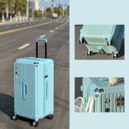 Large-capacity Trolley Case Shock-absorbing Brake Universal Wheel Password Suitcase (Option: Sky Blue-34inch)