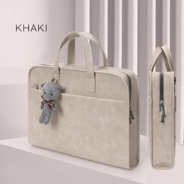 Laptop Bag case 13.3 14 15.6 inch Sleeve Bag for M1 Macbook Air Pro 13 14 15 Computer Shoulder Huawei HP Handbag Briefcase Bag (Color: Khaki, size: 12-13inch)