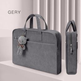 Laptop Bag case 13.3 14 15.6 inch Sleeve Bag for M1 Macbook Air Pro 13 14 15 Computer Shoulder Huawei HP Handbag Briefcase Bag (Color: Grey, size: 15-15.6inch)