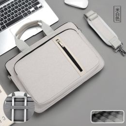 Laptop Sleeve Protective Shoulder Carrying Laptop Case For macbook case 13 14 15.6 17.3 inch Macbook Air ASUS Lenovo Dell Huawei (Color: Beige, size: 17.3in)