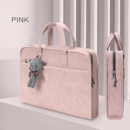Laptop Bag case 13.3 14 15.6 inch Sleeve Bag for M1 Macbook Air Pro 13 14 15 Computer Shoulder Huawei HP Handbag Briefcase Bag (Color: Pink, size: 14inch)