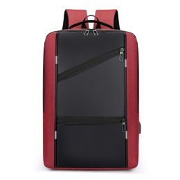 Men's Waterproof Backpack Casual Business Men Computer Backpack 15.6 Inch Laptop Bag Back Light Anti theft Travel Backpack Male (Color: Red)