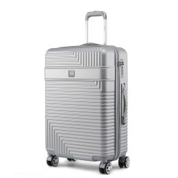 MKF Collection Mykonos Large Check-in Spinner by Mia K (Color: Silver, Material: Polycarbonate)