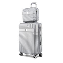 MKF Collection Mykonos Luggage Set with a Medium Carry-on and Small Cosmetic Case by Mia K (Color: Silver, Material: Polycarbonate)