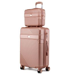 MKF Collection Mykonos Luggage Set with a Medium Carry-on and Small Cosmetic Case by Mia K (Color: Rose Gold, Material: Polycarbonate)