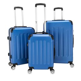 3-in-1 Portable ABS Trolley Case 20" / 24" / 28" RT (Color: Dark Blue)