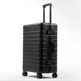 All Aluminum Magnesium Alloy Trolley Case Universal Wheel Metal Box (Option: Black-20inch)