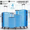 Hardshell Luggage Sets Suitcase ABS Lightweight with Spinner Wheels and TSA Lock Blue
